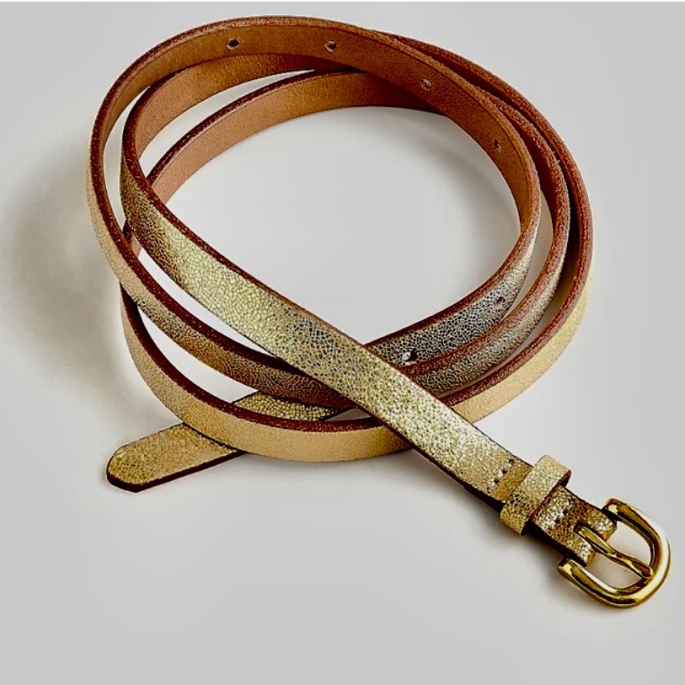 J. Crew Genuine Italian Leather Metallic Belt Size Medium